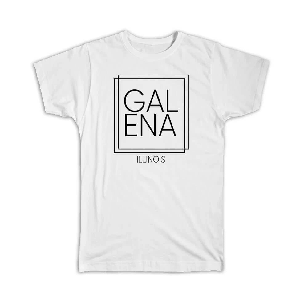 Gift T-Shirt : GALENA Illinois Square Modern Minimalist Font