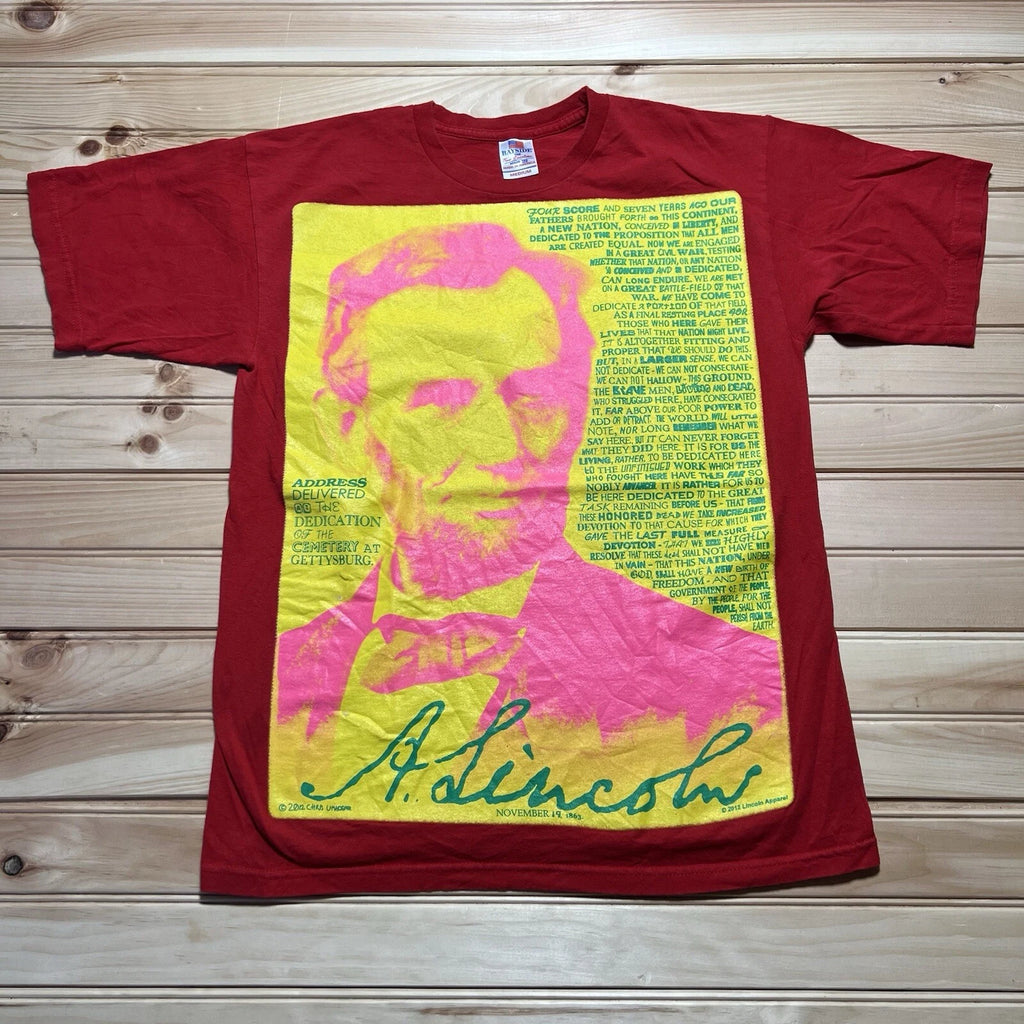 Abraham Lincoln Pop Art Four Score Quote Shirt Size Medium Made In USA