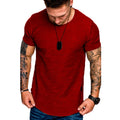 Men Tunic Shirt T-Shirt Tees Tops Pullover Summer Vintage Round Neck Sports Slim