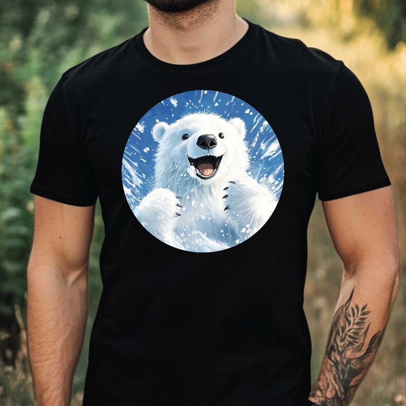 Mens Light Up Animal Print Cotton T-Shirt Size XS to 5XL