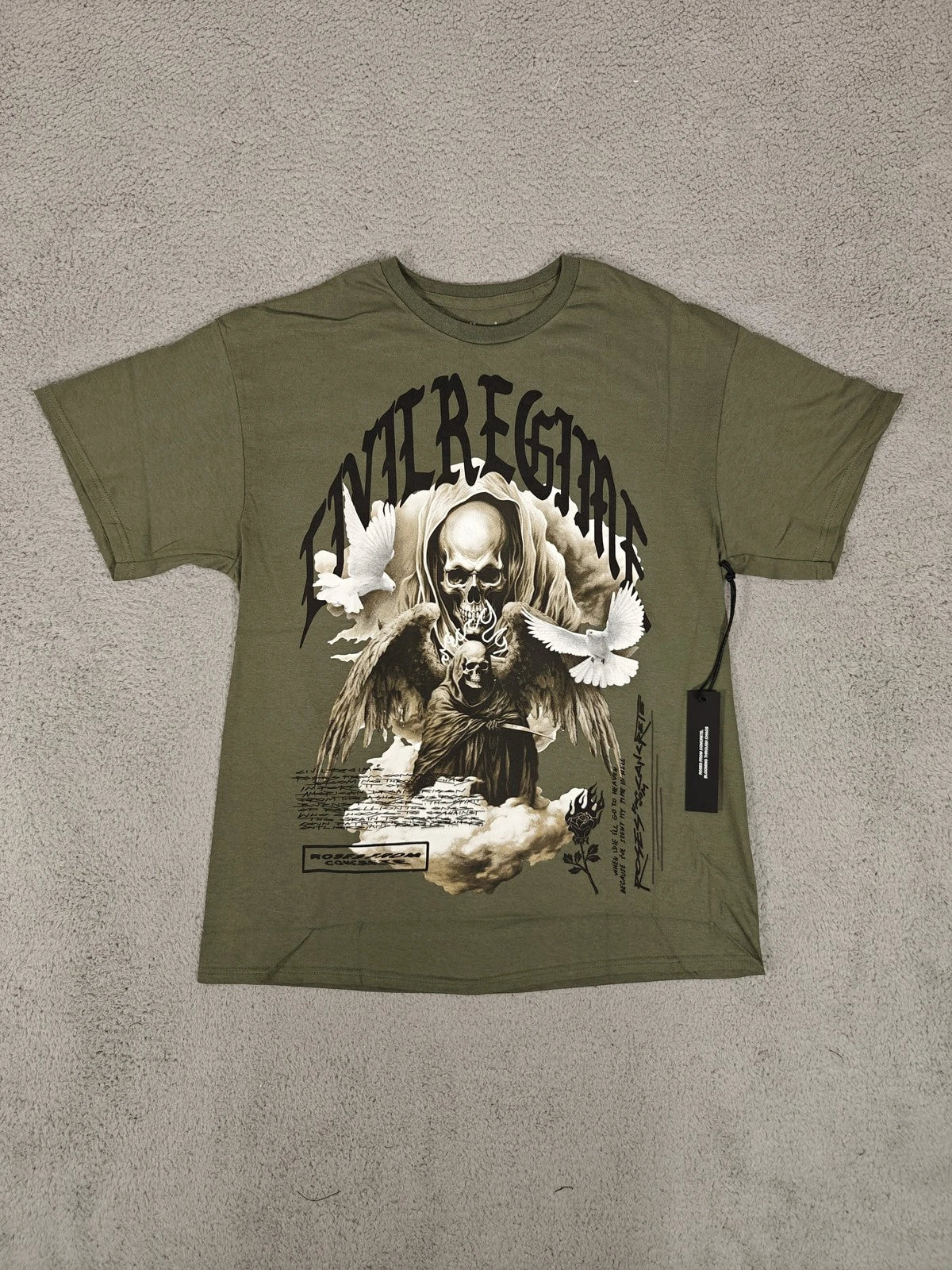 Civil Regime Shirt Mens Large Angel Grim Reaper Doves Graphic Streetwear Tee