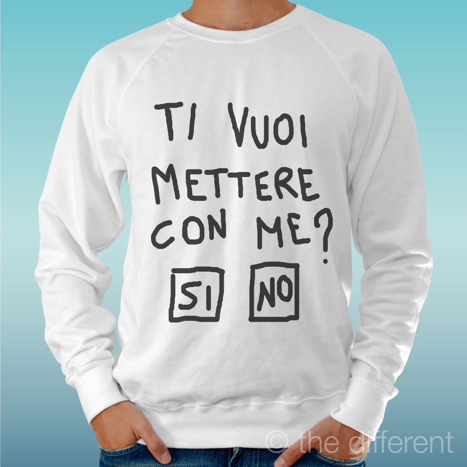 Felpa Man Light Sweater White " You Would like To Put With Me " Road Happiness
