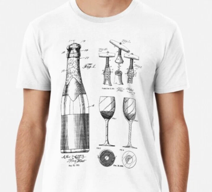 Champagne Blueprint - Alcohol Gift - Wine Gift %100 Premium Cotton