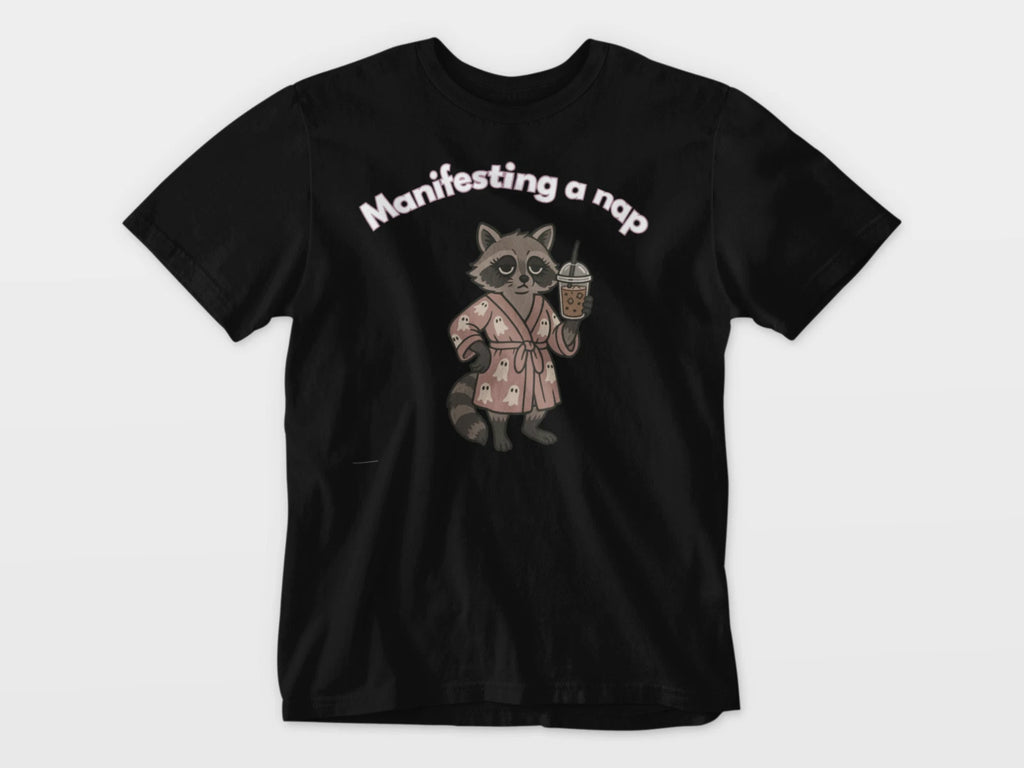 Manifesting A Nap Raccoon Shirt, Funny Sleepy Racoon tshirt, Cute Tired Animal