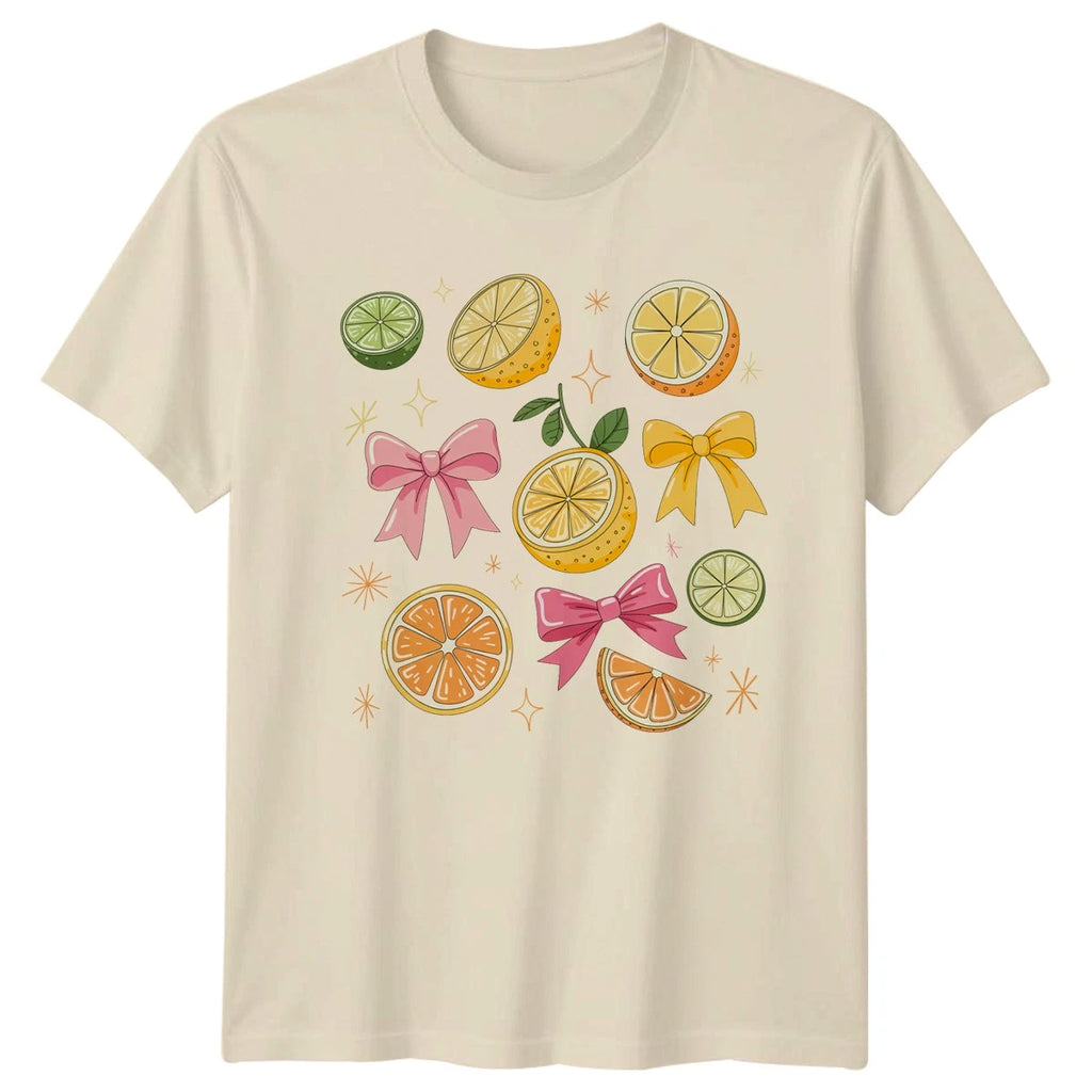 Cute Citrus Fruit Slices And Bows Womens T-Shirt Coquette Aesthetic Fashion