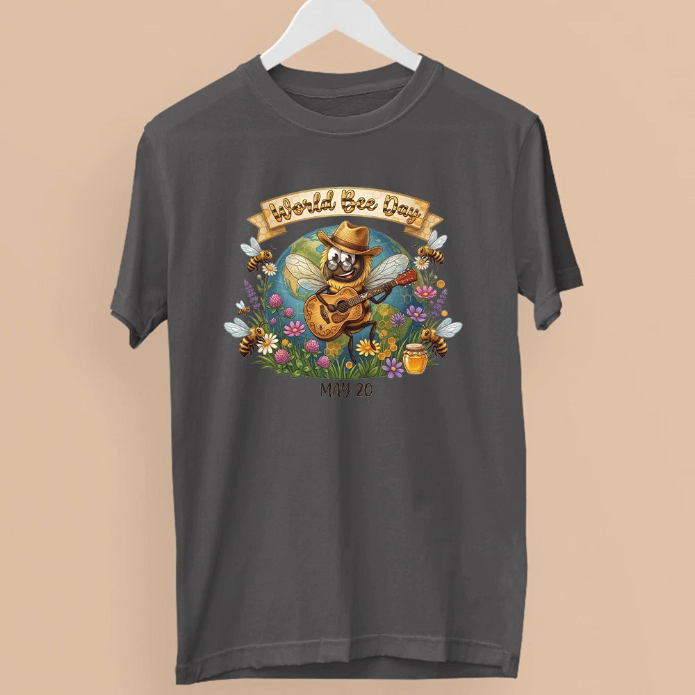 World Bee Day T-Shirt Cute Cartoon Bumble Bee Honey Funny Novelty Gift