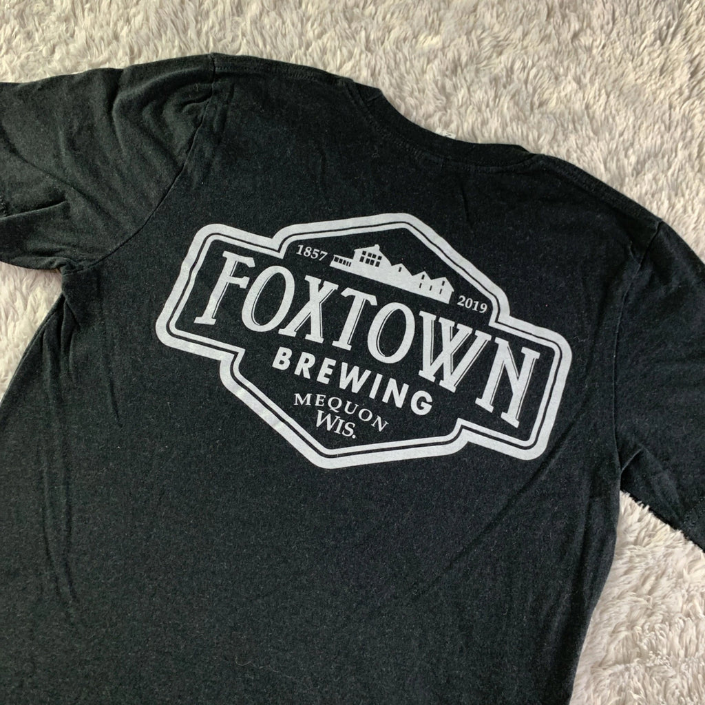 Foxtown Brewing Shirt Mens Small Black White Craft Beer Mequon Wisconsin Brew