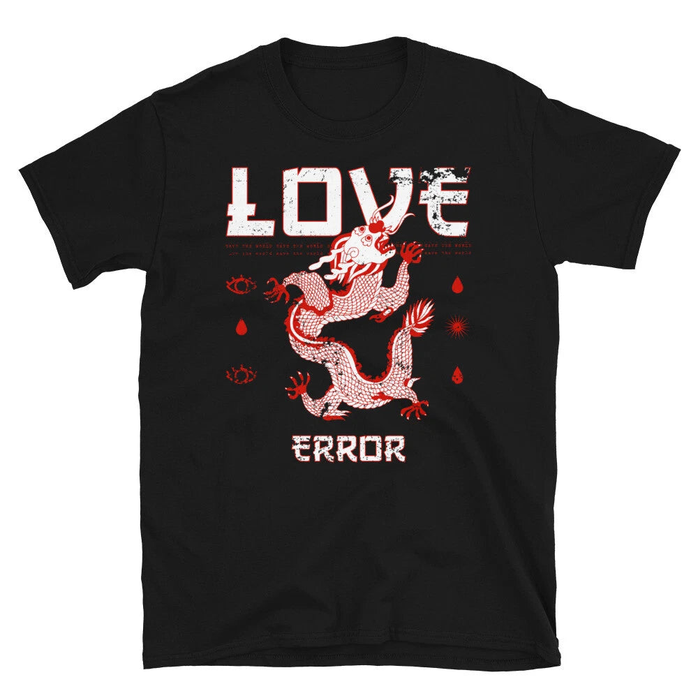 Love Error Japanese Dragon Modern Fashion Art T-Shirt
