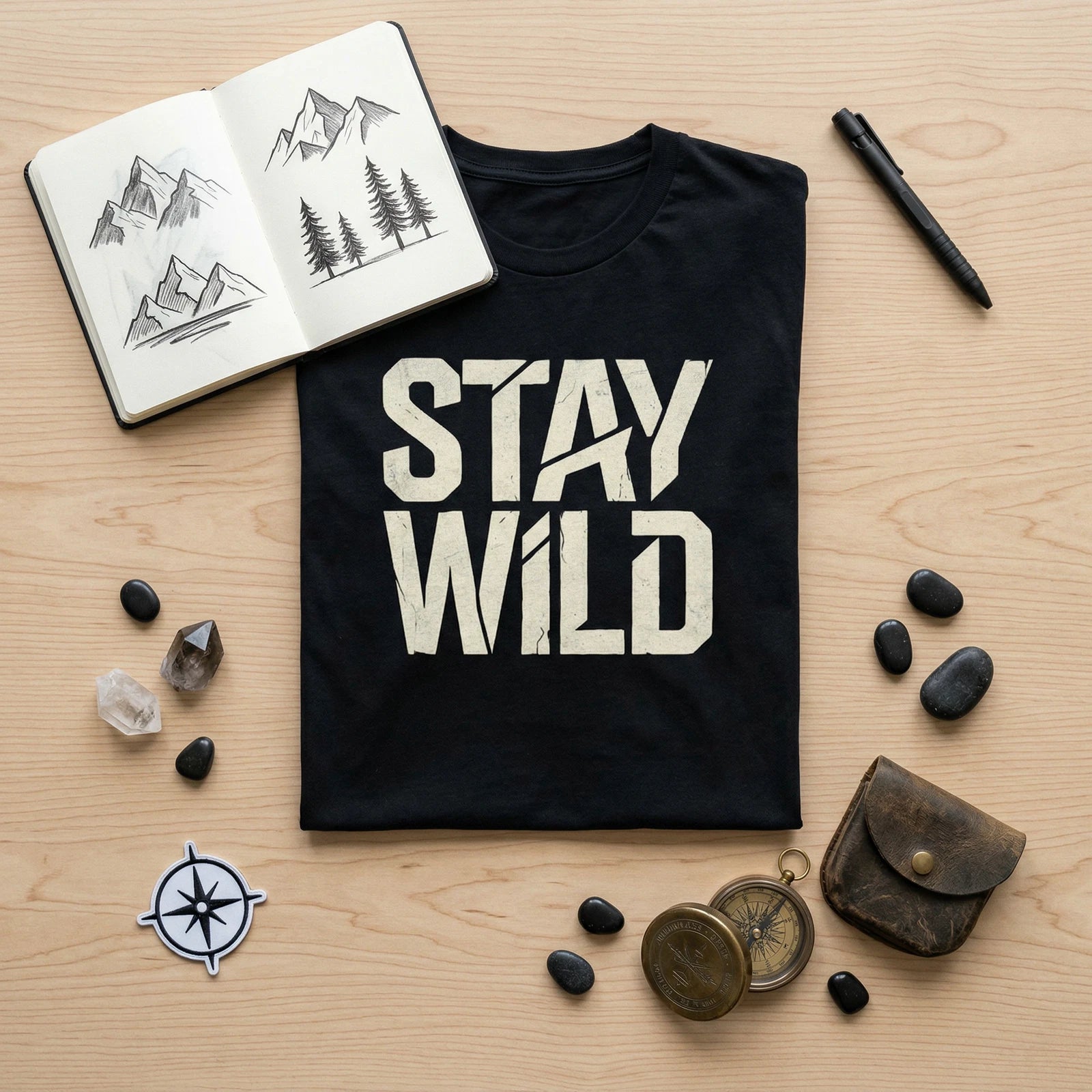 Stay Wild Minimalist Bold Typography Statement T-Shirt