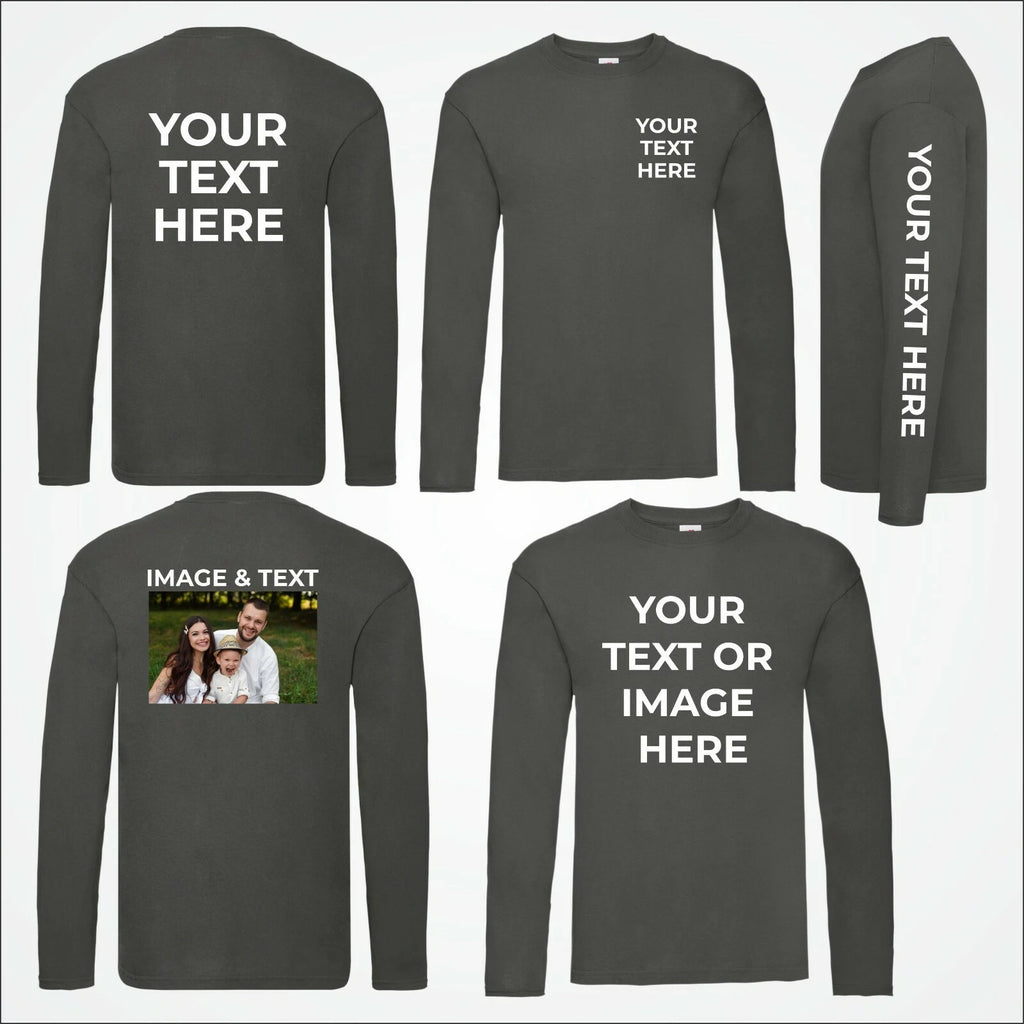 Custom Printed Long Sleeve T-Shirt Personalised Workwear Classic Fit Tee Shirt
