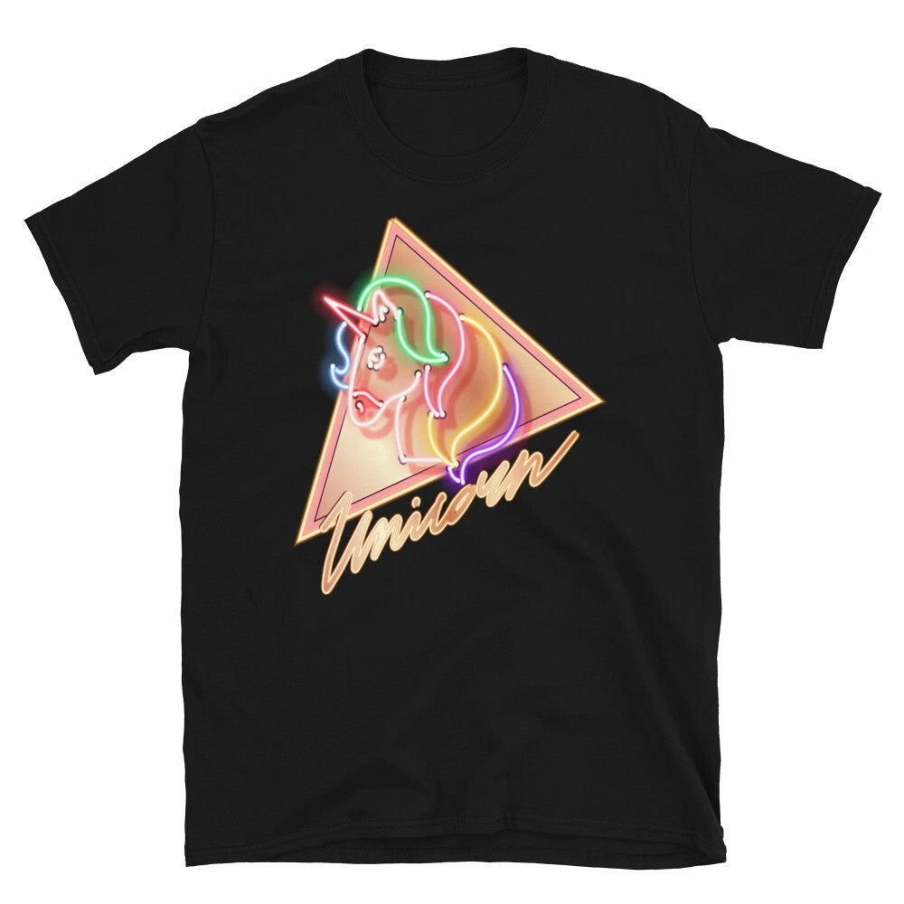 Neon Unicorn Classic Trendy Design Casual T-Shirt