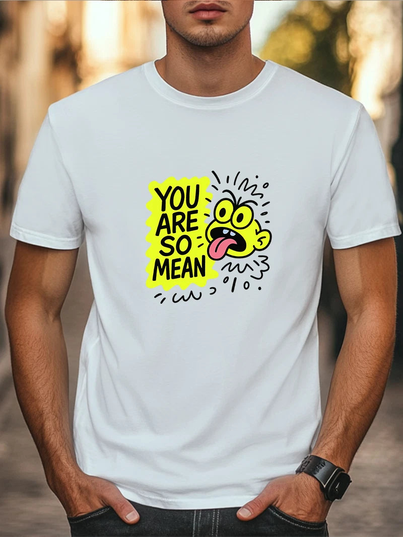 You Are So Mean Cartoon T-Shirt Funny Graphic Tee Unisex Tee Pop Art Style