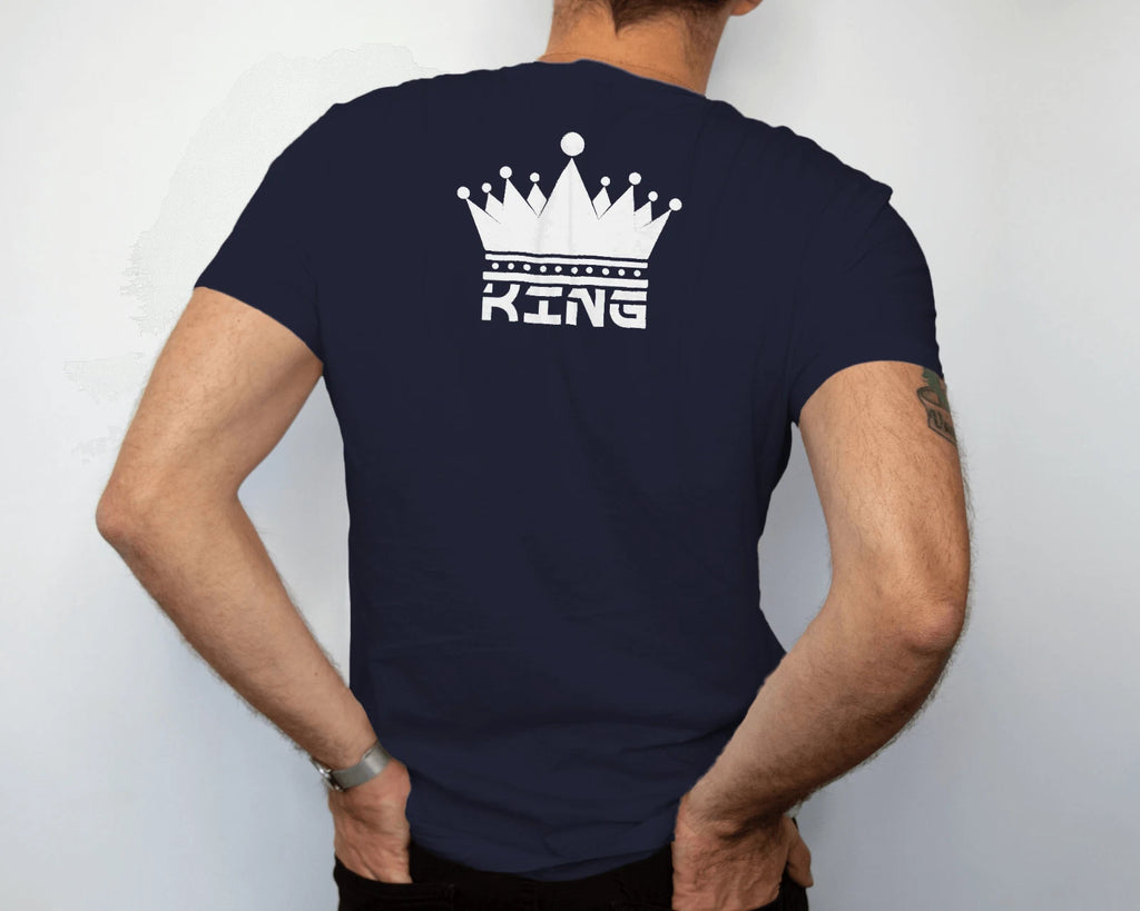 Men's KING Crown T-shirt Father Day Gift Novelty Double side Logo 100% Cotton