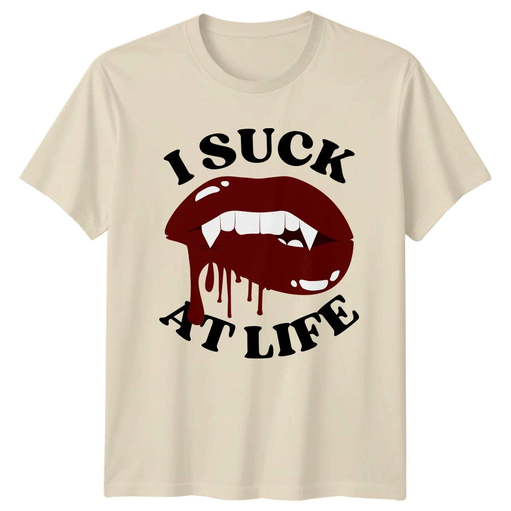 I Suck At Life T-Shirt Vampire Humor Gothic Fashion Birthday Gift