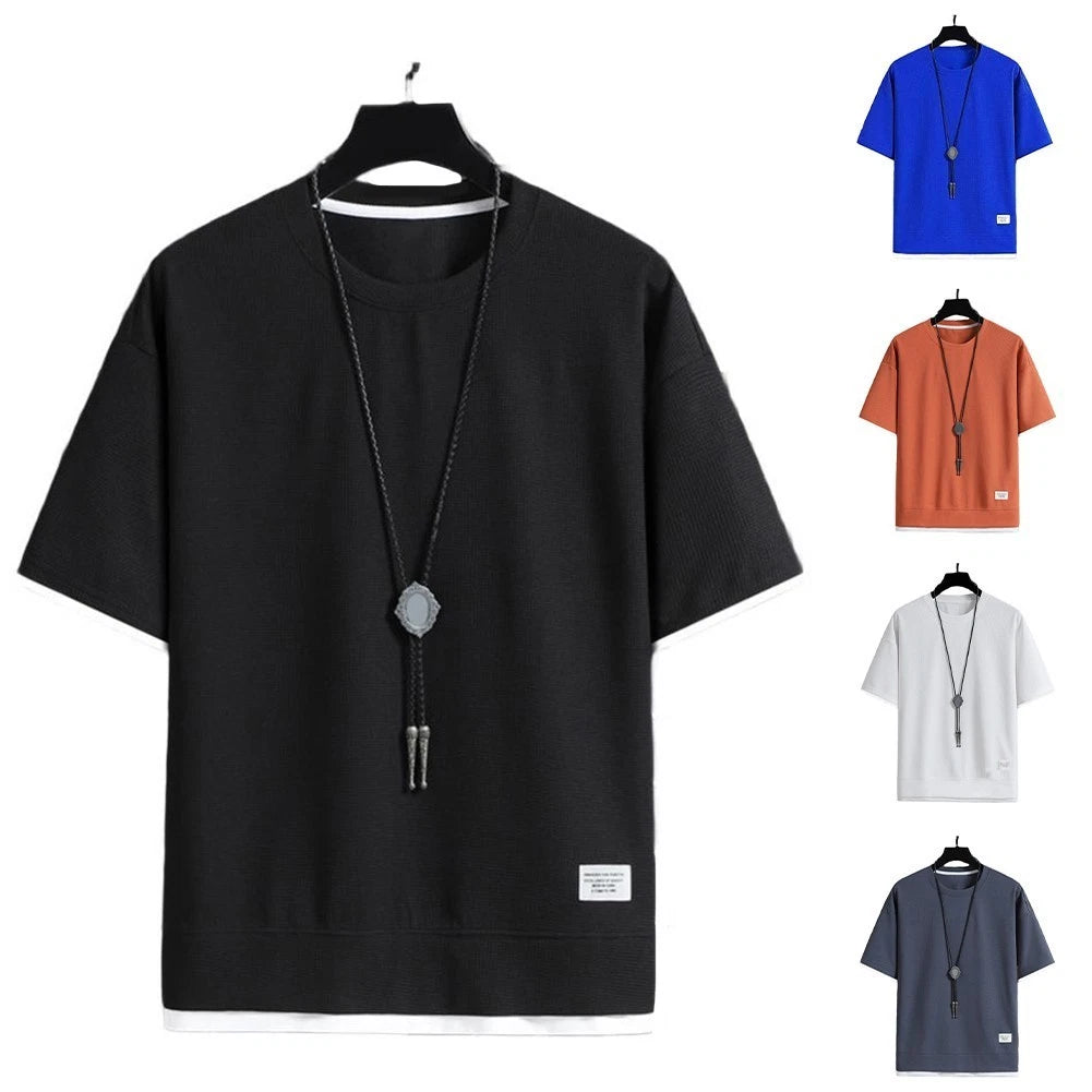 Breathable Short Sleeve Fashionable Design Harajuku Style Solid Color Pattern