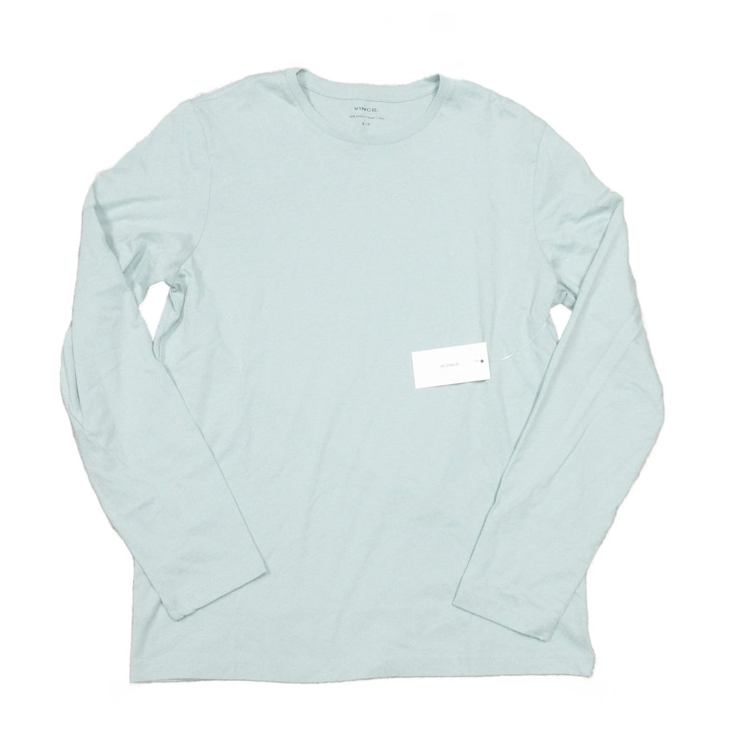 Vince Men's Seafoam Blue Jersey Knit Crew-Neck Long Sleeve T-Shirt