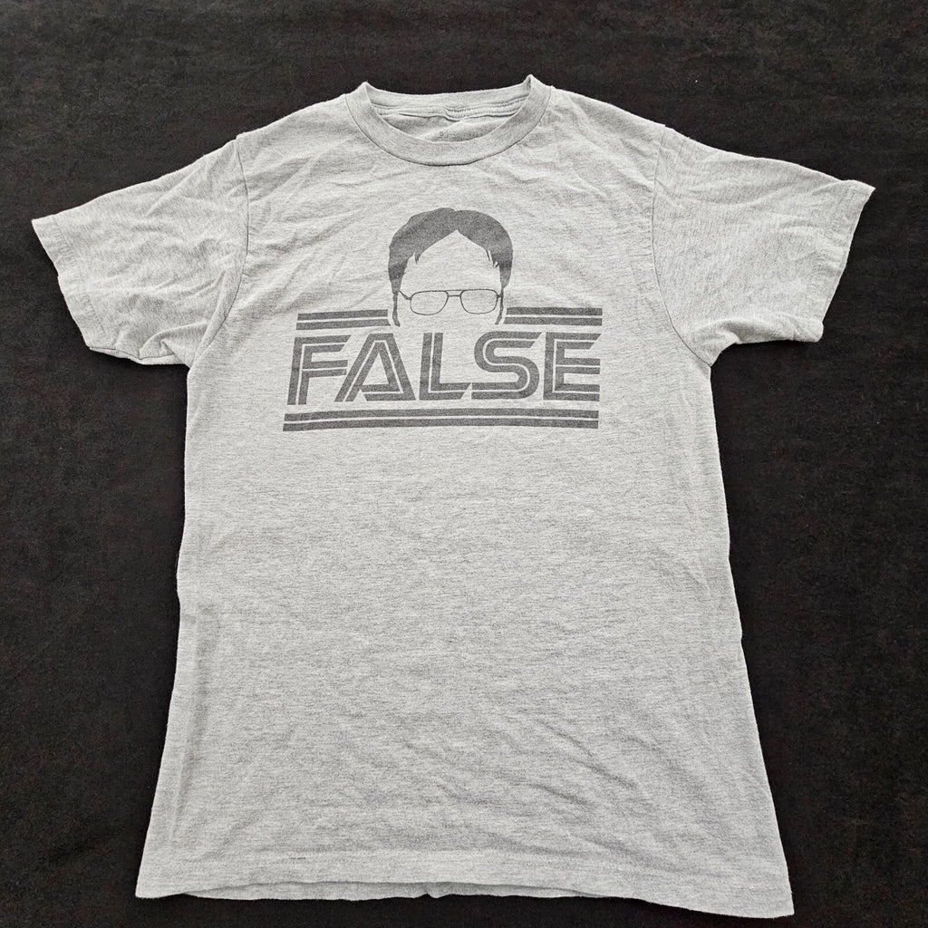 False Dwight The Office Gray Short Sleeve Cotton Blend T-Shirt Men's S