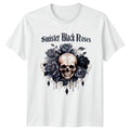 Sinister Black Roses T-Shirt Halloween Floral Skull Gothic Gift For Him And Her