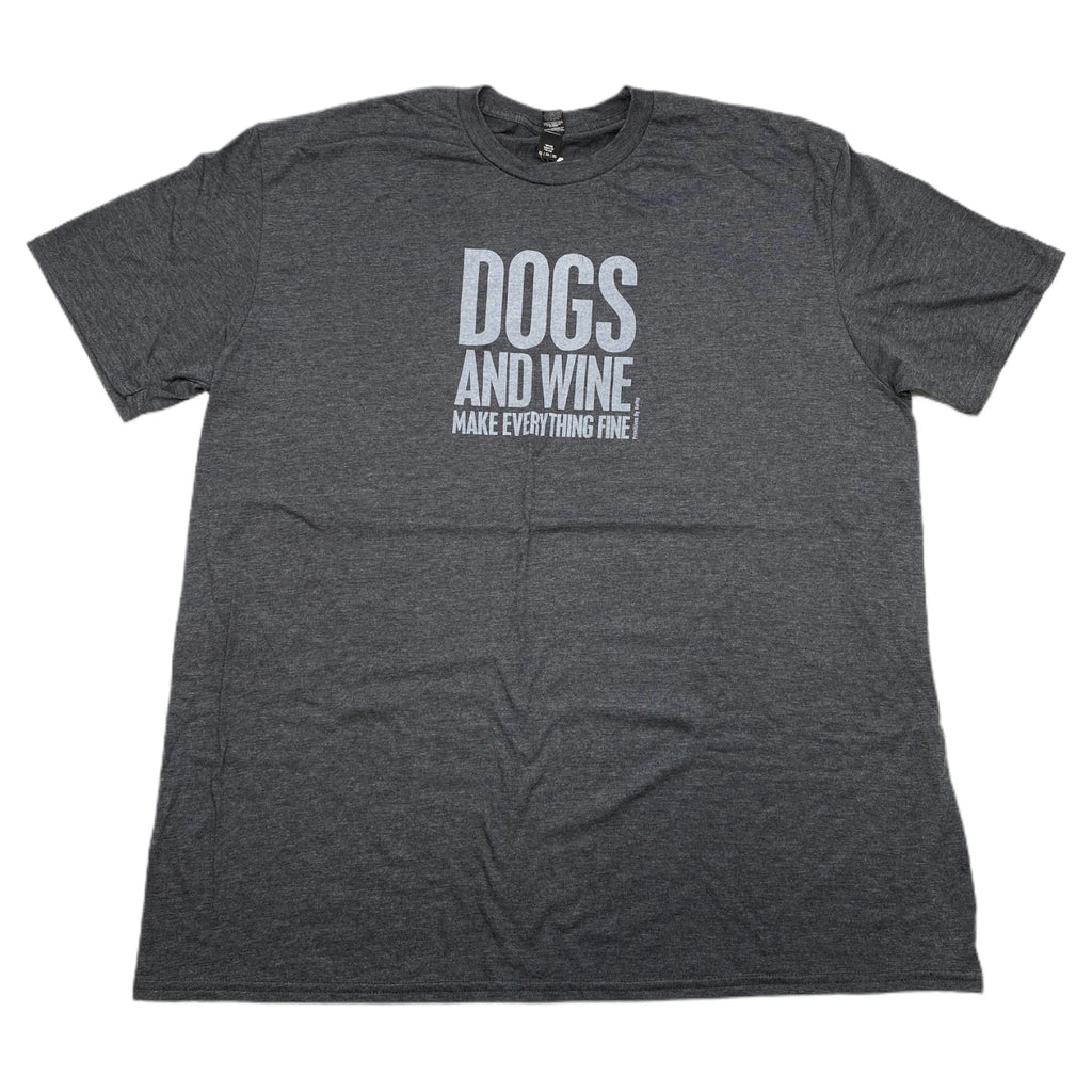 ANVIL by Gildan Grey Short Sleeve "Dogs & Wine" T-Shirt Size Large