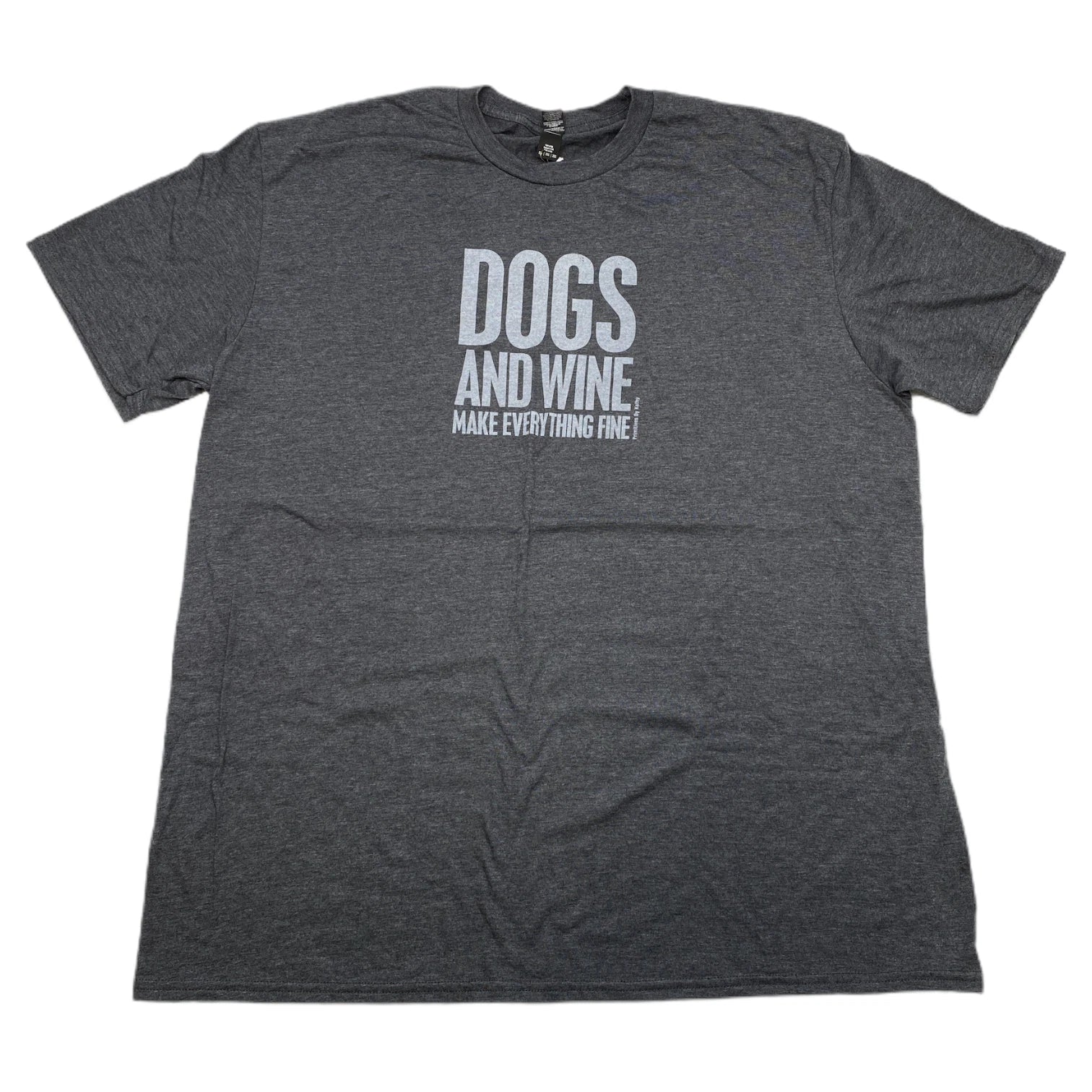 ANVIL by Gildan Grey Short Sleeve "Dogs & Wine" T-Shirt Size Large