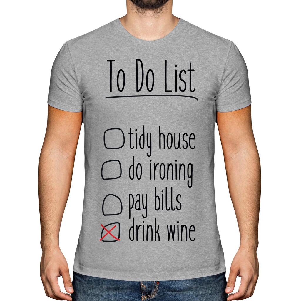 TO DO LIST .. DRINK WINE MENS T-SHIRT TEE TOP GIFT ALCOHOL FUNNY