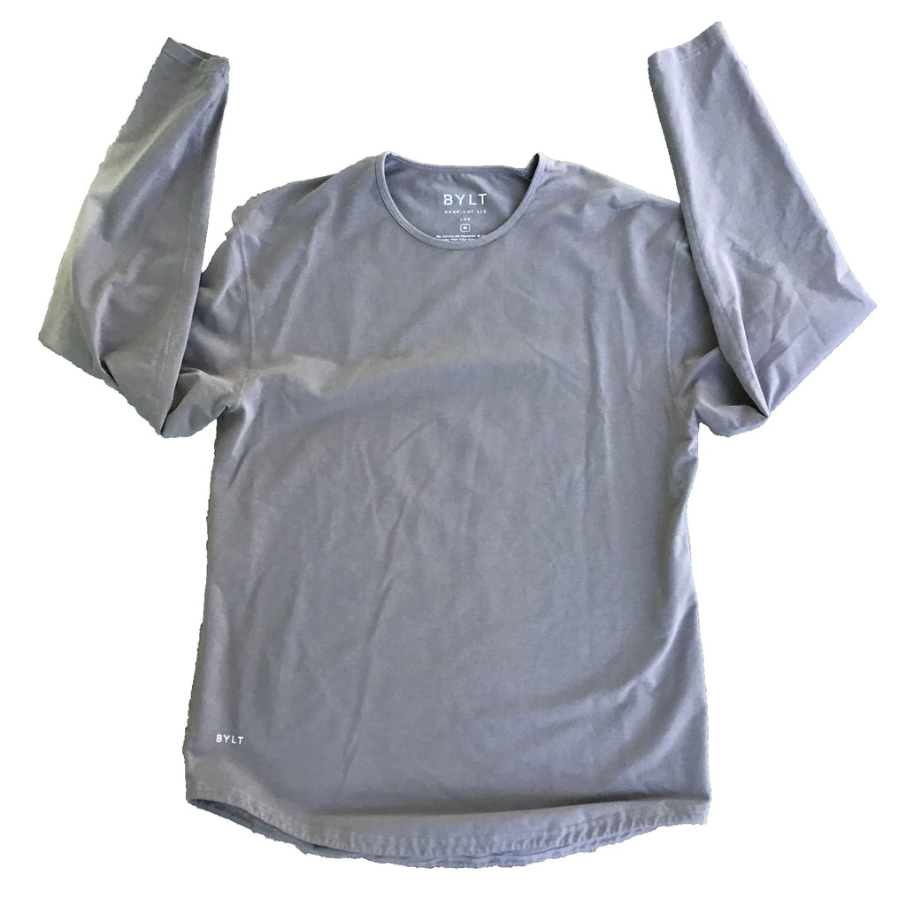 BYLT Drop Cut L/S Long Sleeve Crew Neck Shirt Men XL Gray