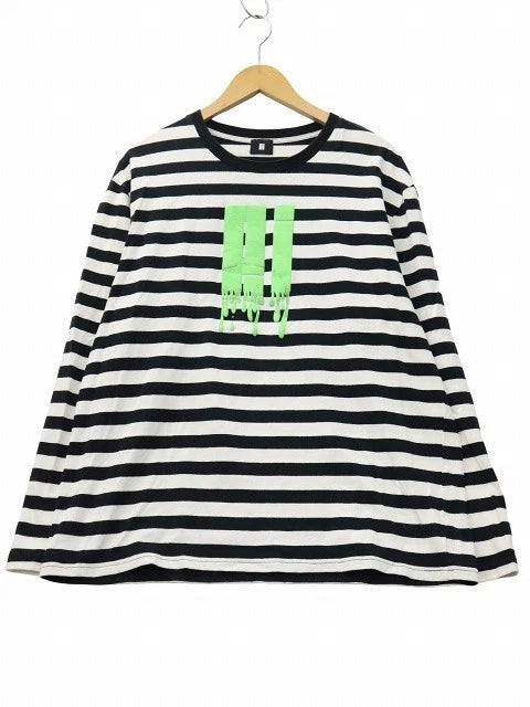 P.i Print Border Crew Neck Long Sleeve Cotton T-Shirt Black White Men’s Size 9