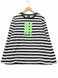 P.i Print Border Crew Neck Long Sleeve Cotton T-Shirt Black White Men’s Size 9