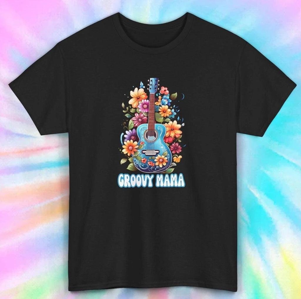 Groovy Mama Guitar Flower T-Shirt | Mother's Day Hippie Tee S-5XL