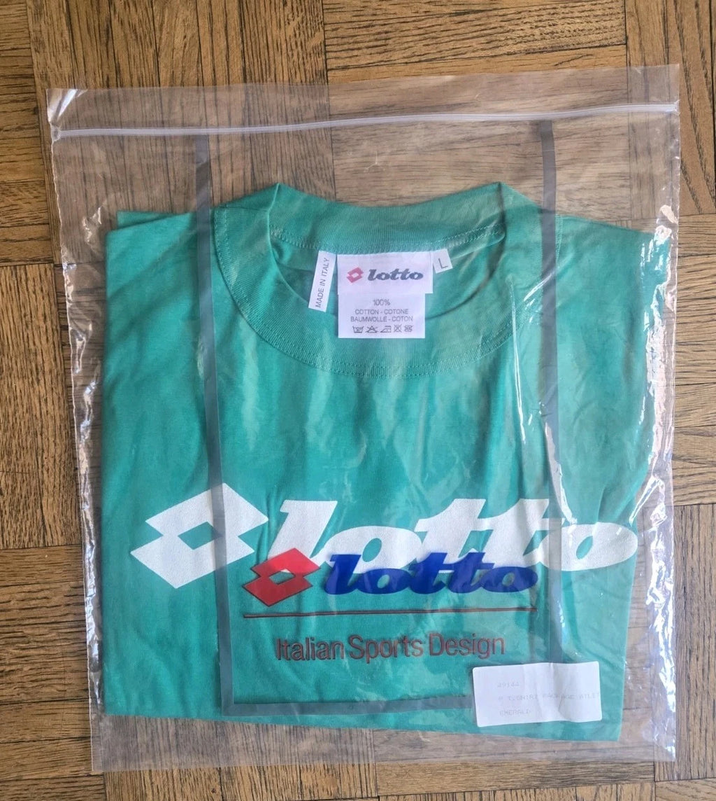 Vintage Lotto T Shirt Double-sided Emerald Green Logo Short Sleeve New In Bag