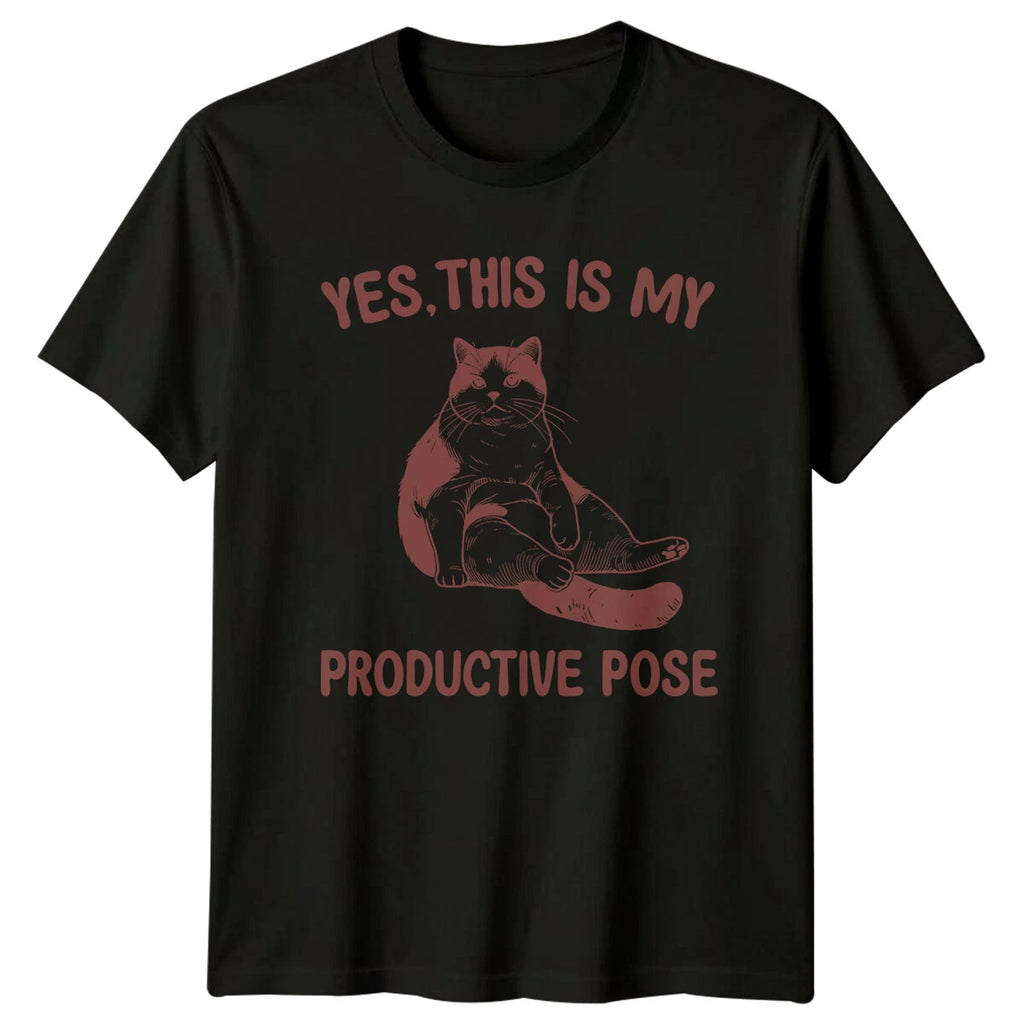 Funny Cat Yes, This Is My Productive Pose Sarcastic Quote T-Shirt
