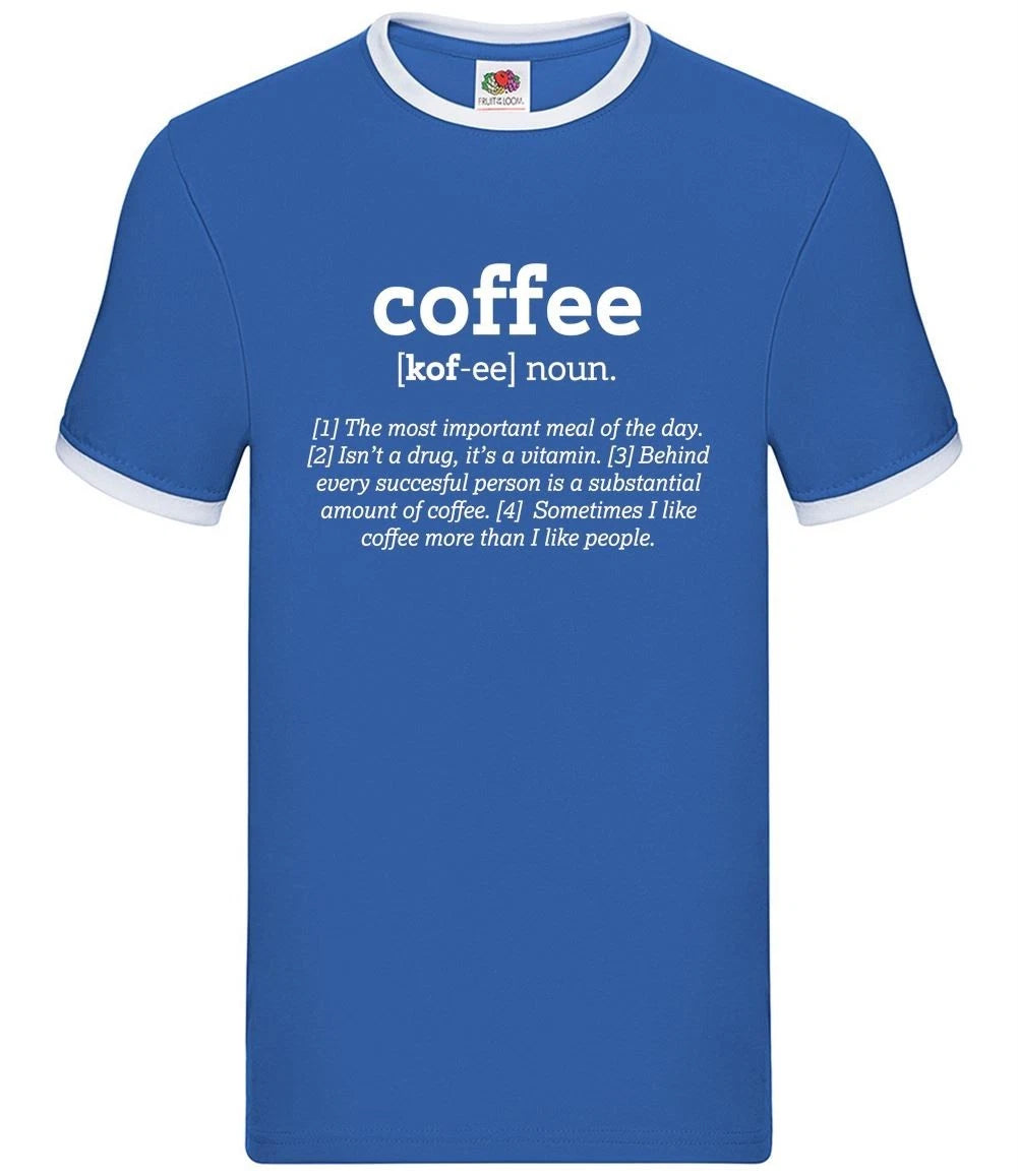 Funny Definition Coffee - Mens Ringer - Latte Espresso Cafe Caffeine