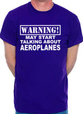 Warning May Talk About Aeroplanes Plane Spotter Funny Mens T-Shirt Size S-5XXL