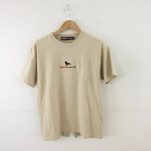 Modern Amusement Men's Beige Cotton T-Shirt L Short Sleeve Printed Used