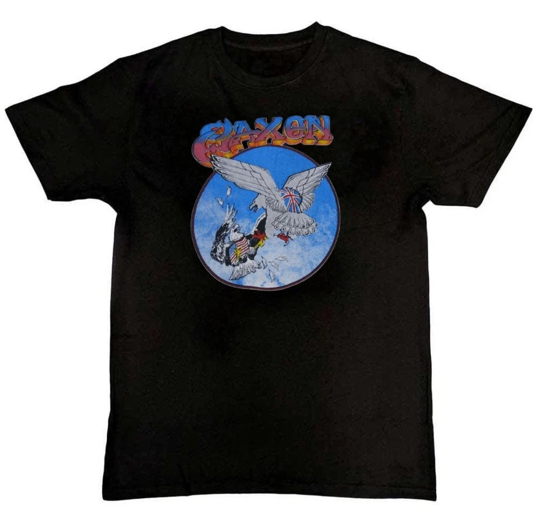 Saxon Band World Tour UK Graphic Print Unisex Mens T-Shirt S M L XL 2 3 4 XL