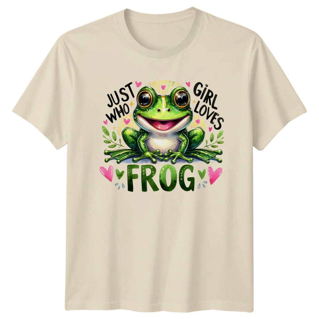 Just Who Girl Loves Frog T-Shirt - Cute Animal Pun Tee