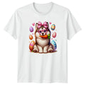 Cute Fluffy Puppy Dog Wearing Womens T-Shirt Husky Dog Lover Easter Gift For Her