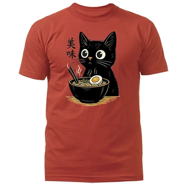 Cat Ramen Noodle Japanese Anime Manga Kawaii Cat Funny Humorous T-shirt