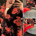 Men's Floral Shirt Casual Slim Shirts Short Sleeve Button Down Tops Blouse