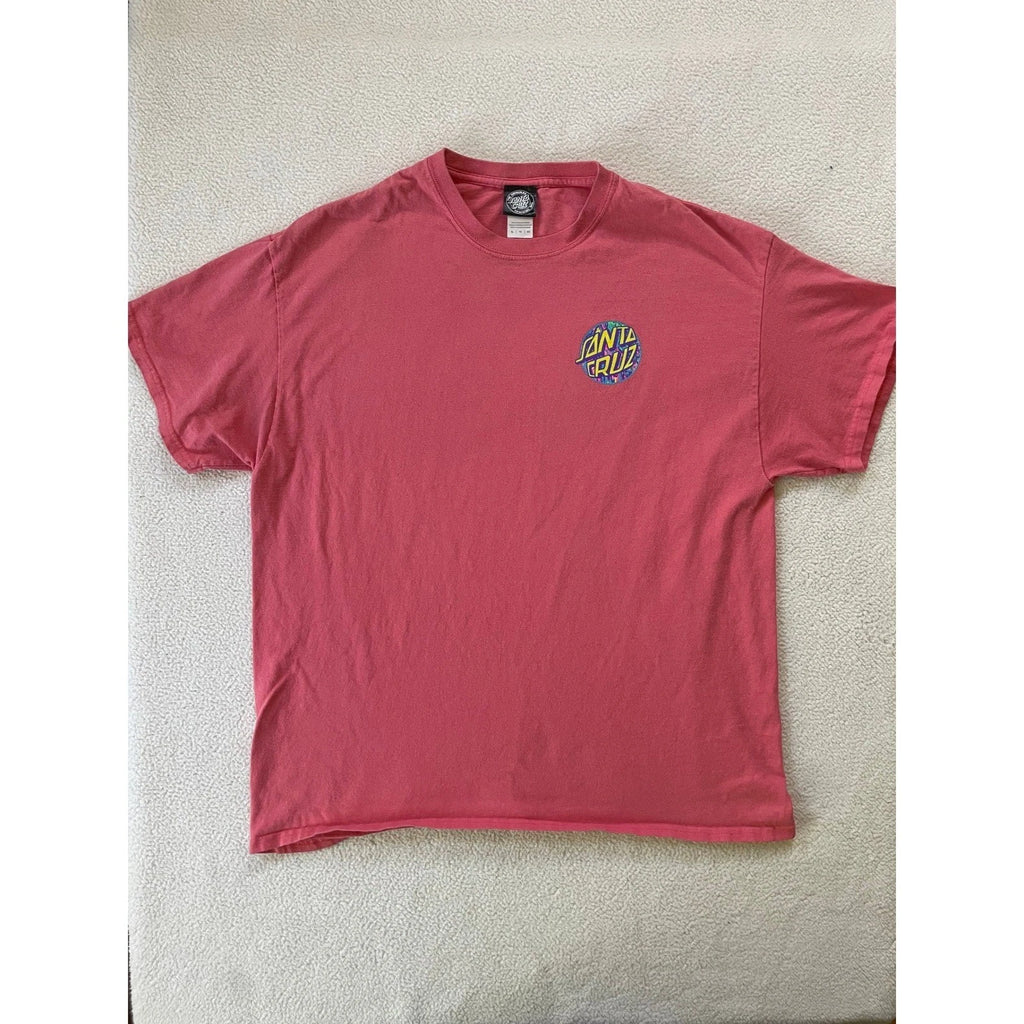 Santa Cruz Skateboards Mens Extra Large T-Shirt Pink Neon Psychedelic Dot Logo