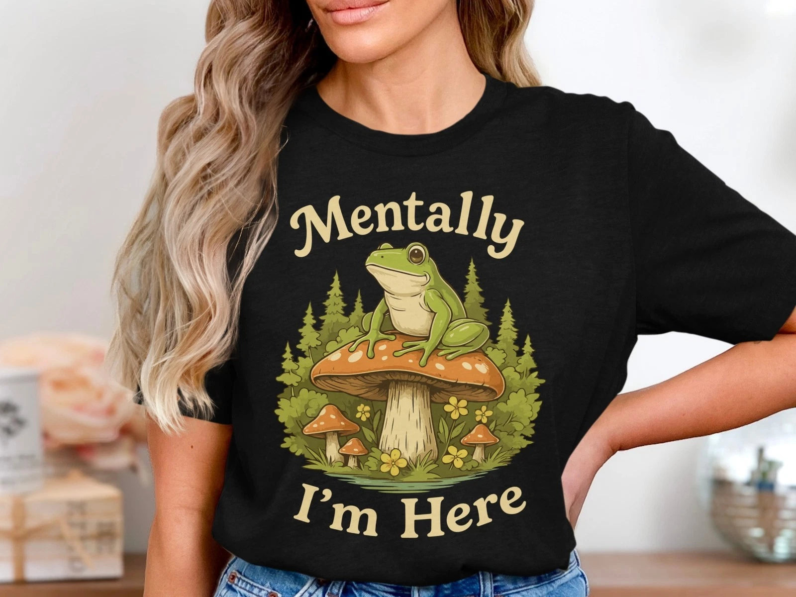 Mentally I’m Here T-Shirt, Aesthetic Escapism Tee for Overthinkers & Dreamers