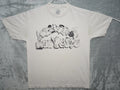 C.M. Urban Graffiti Cartoon Characters Large Beige T Shirt Graphic Print