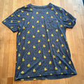 Blue and yellow duck print casual tee w pocket size Large creative destruction