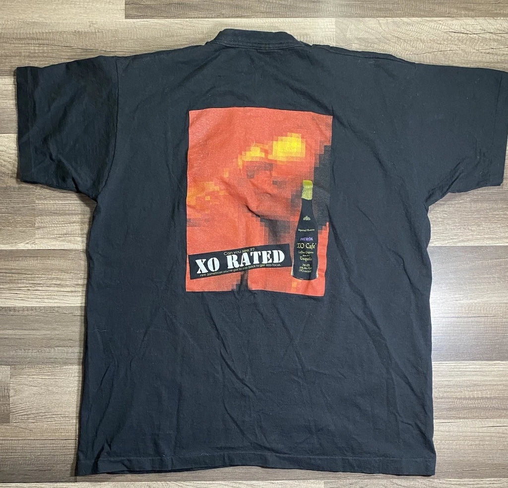 Patron Promotional TShirt XO Rated Pixelated Graphic Print Mens Sz XL Black SS