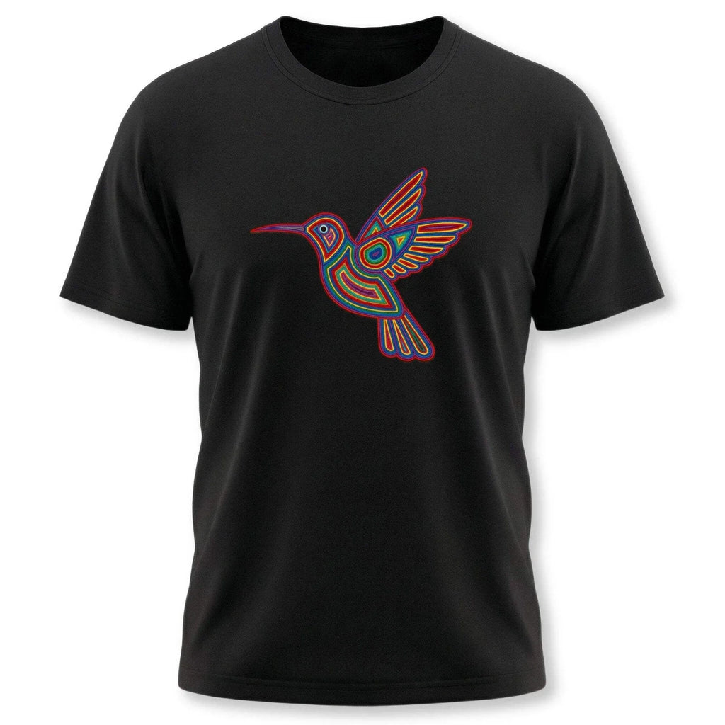 Huichol Hummingbird T-Shirt | Vibrant Mexican Folk Art Bird Graphic Tee