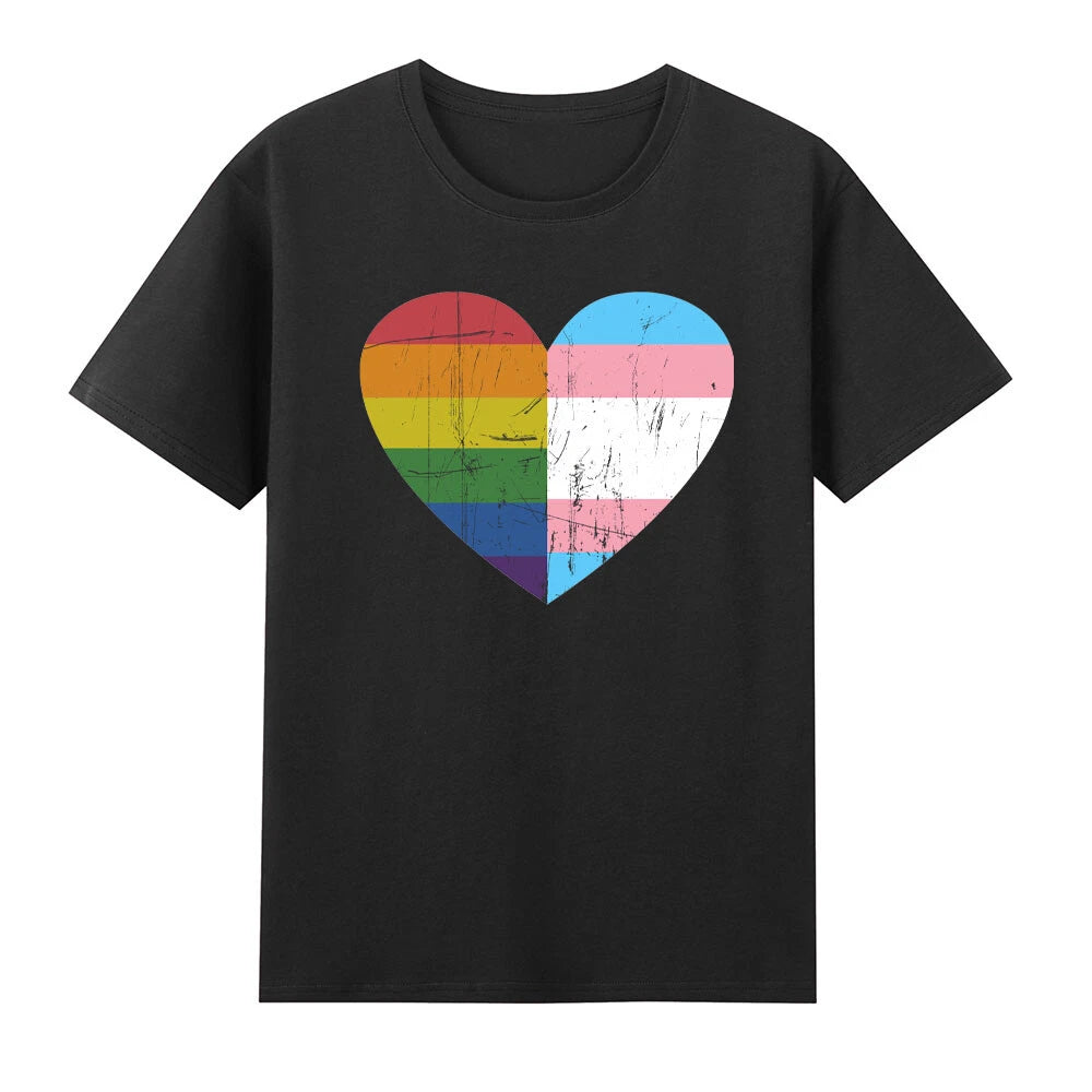 Heart With Rainbow And Transgender Flag Gay LGBT Pride T-Shirt