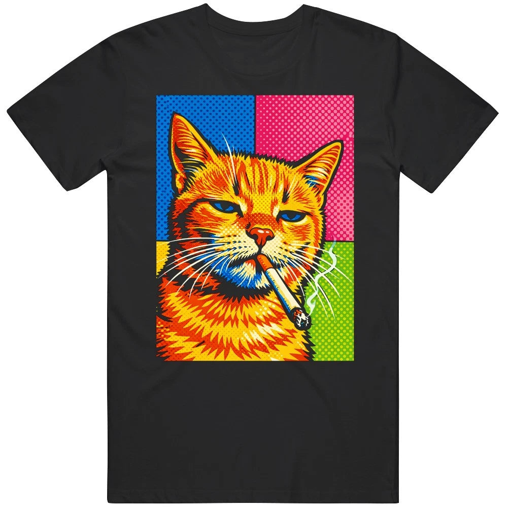 Cat Smoking Cigarette Cat Lover Meme POP ART Funny Unisex Great Gift Idea v2 T S