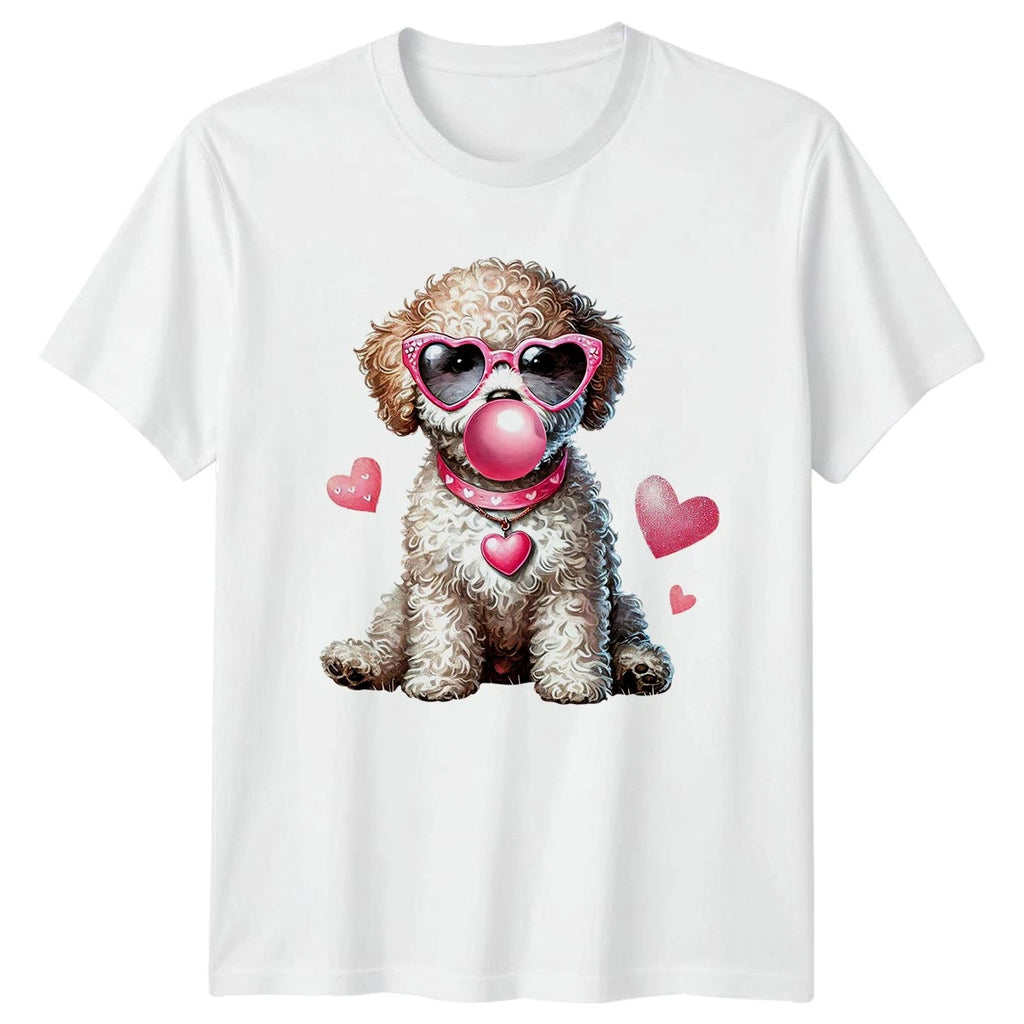 Fluffy Poodle Dog Wearing Womens T-Shirt Poodle Cute Art Dog Lover