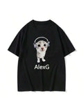 Cat With Headphones AlexG Music Aesthetic Graphic T shirt