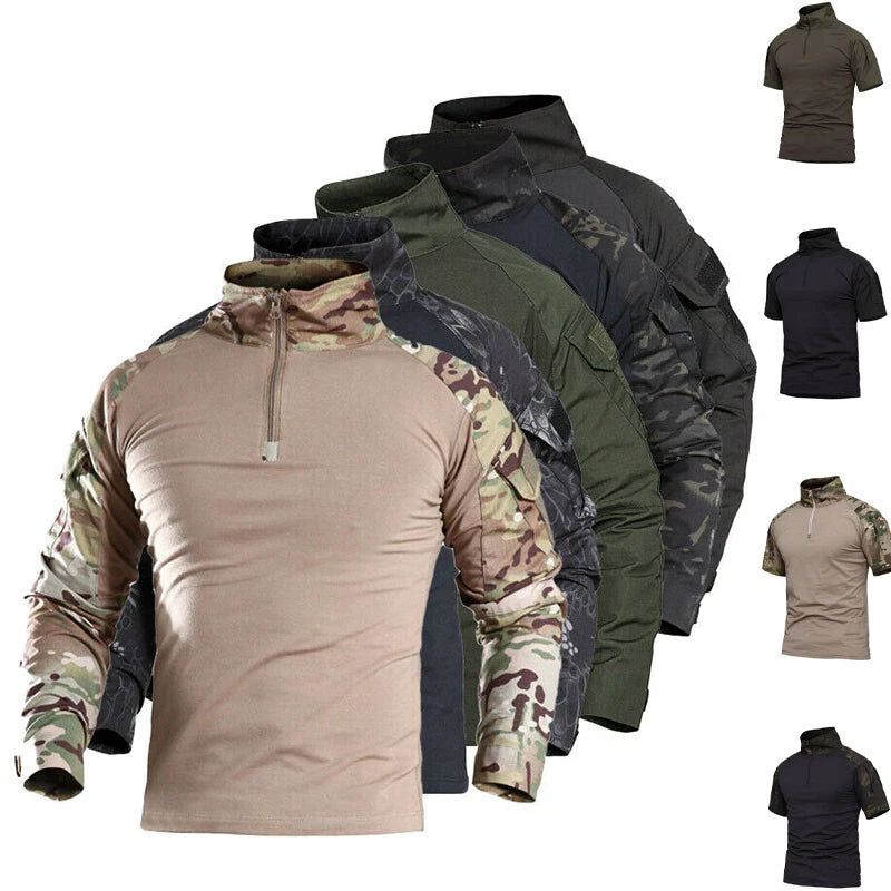 Mens Tactical T-Shirt Long Sleeve Us Army Military Combat Shirts Hiking